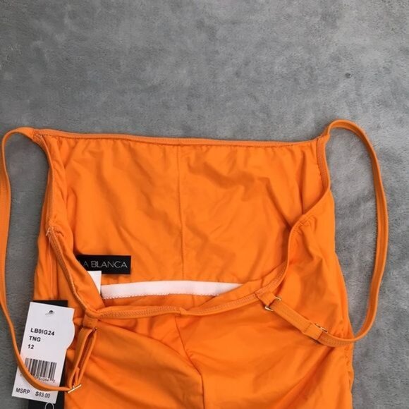 La Blanca Island Goddess One-Piece Swimsuit Tangerine Size 12 New - Picture 6 of 9